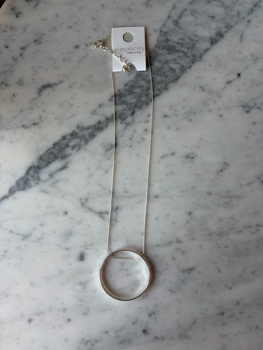 Southern Living Simplicity Silver Tone Round Pendant Necklace Minimalist NWT